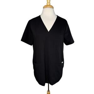 Figs Casma 3-pocket womens V-neck scrub top in the color Black
